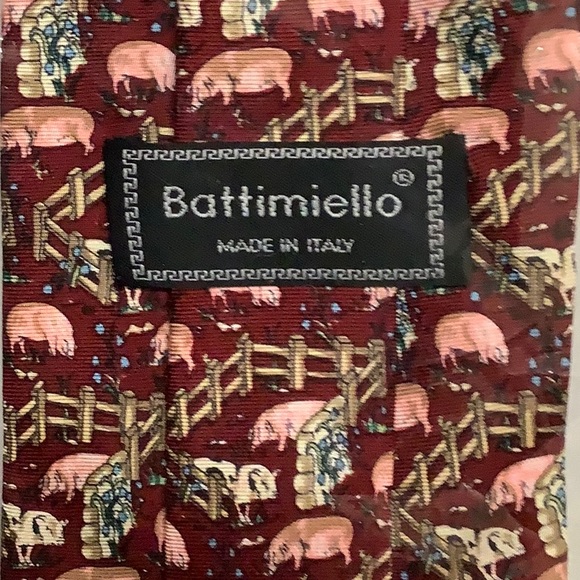 Designer Battimiello Tie Milan Italy pigs farm adorable - Picture 4 of 5